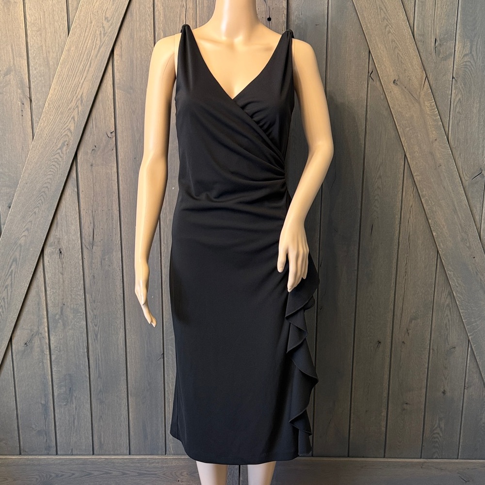 Express Black Ruffle Midi Dress
